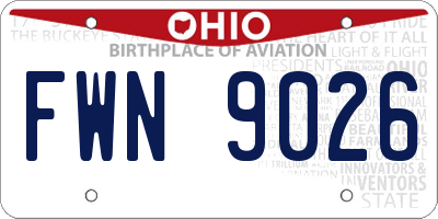 OH license plate FWN9026