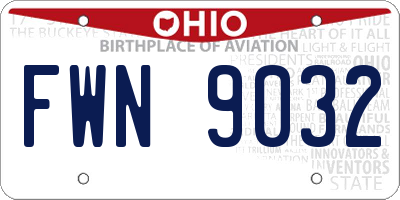 OH license plate FWN9032