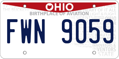 OH license plate FWN9059