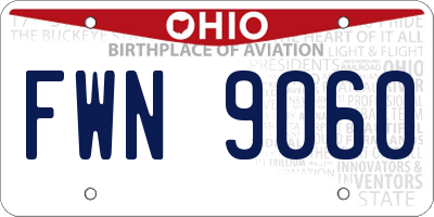 OH license plate FWN9060