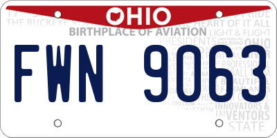 OH license plate FWN9063