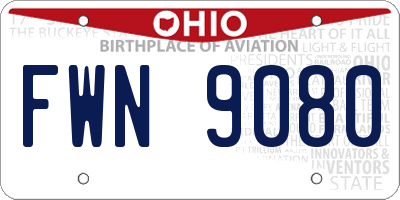 OH license plate FWN9080