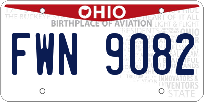OH license plate FWN9082