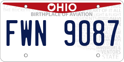OH license plate FWN9087
