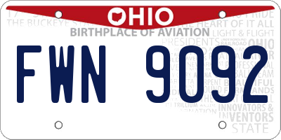 OH license plate FWN9092