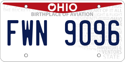 OH license plate FWN9096