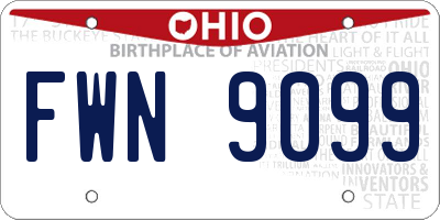 OH license plate FWN9099