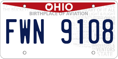 OH license plate FWN9108