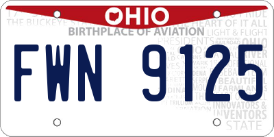 OH license plate FWN9125