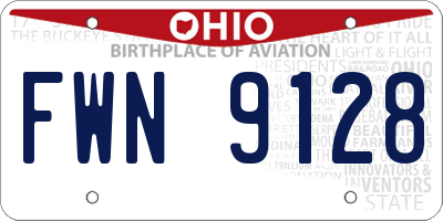 OH license plate FWN9128