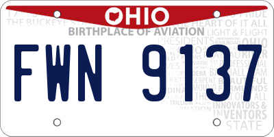 OH license plate FWN9137