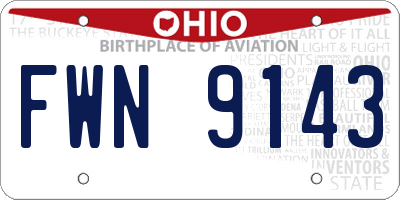 OH license plate FWN9143