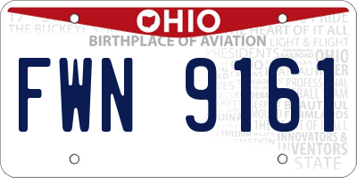 OH license plate FWN9161