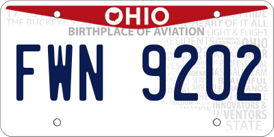 OH license plate FWN9202