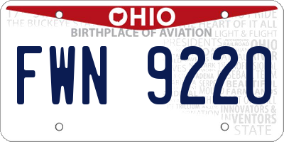 OH license plate FWN9220