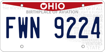 OH license plate FWN9224