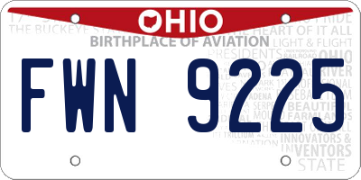 OH license plate FWN9225
