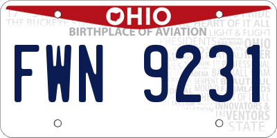 OH license plate FWN9231