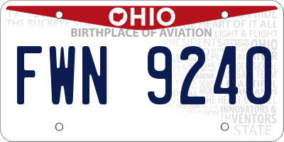 OH license plate FWN9240