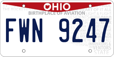 OH license plate FWN9247