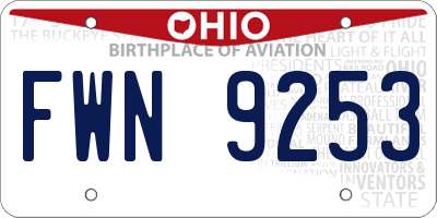 OH license plate FWN9253
