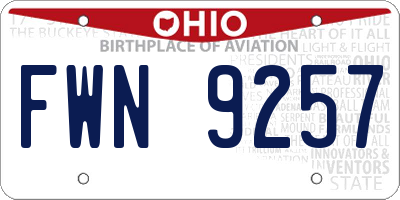 OH license plate FWN9257