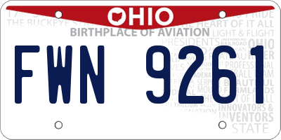 OH license plate FWN9261