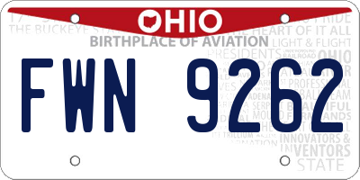 OH license plate FWN9262