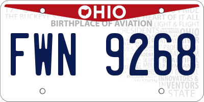 OH license plate FWN9268