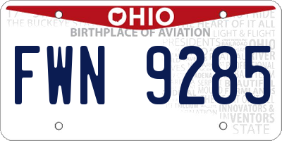 OH license plate FWN9285