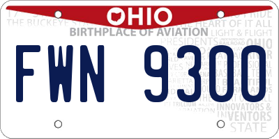 OH license plate FWN9300