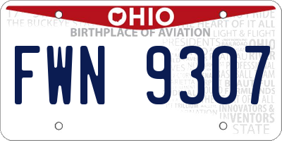 OH license plate FWN9307