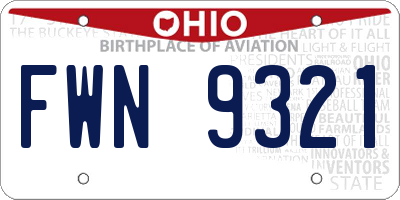OH license plate FWN9321