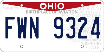 OH license plate FWN9324