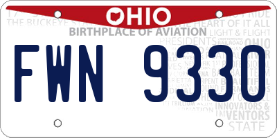 OH license plate FWN9330