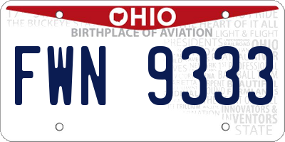 OH license plate FWN9333