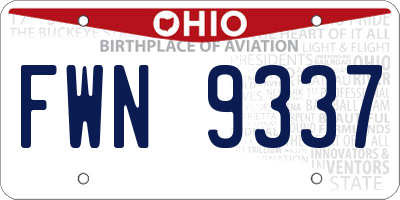 OH license plate FWN9337