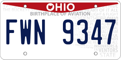 OH license plate FWN9347
