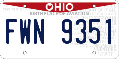 OH license plate FWN9351