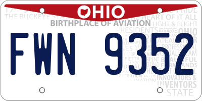 OH license plate FWN9352