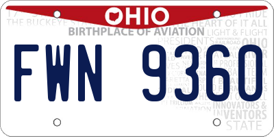 OH license plate FWN9360