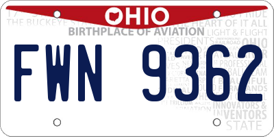 OH license plate FWN9362