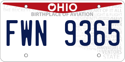 OH license plate FWN9365