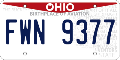 OH license plate FWN9377