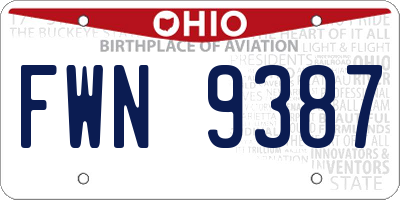 OH license plate FWN9387