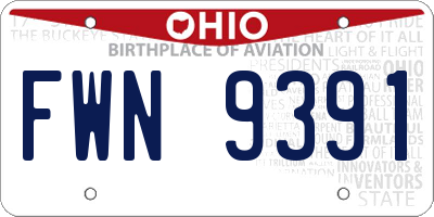 OH license plate FWN9391