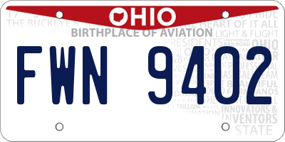 OH license plate FWN9402