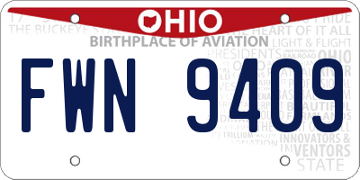 OH license plate FWN9409