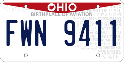OH license plate FWN9411