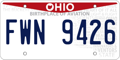 OH license plate FWN9426
